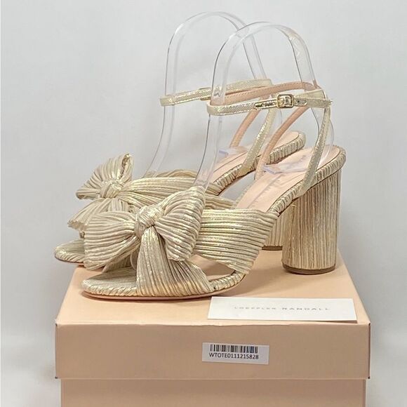 Loeffler Randall Camellia Knotted Lamé Sandals size 6.5 - Picture 10 of 12